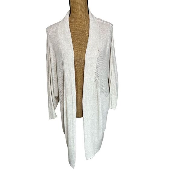 Cardigan Sweater Cream Sheer Dolman Open Front Size M Lightweight Leo & Nicole - Picture 1 of 6